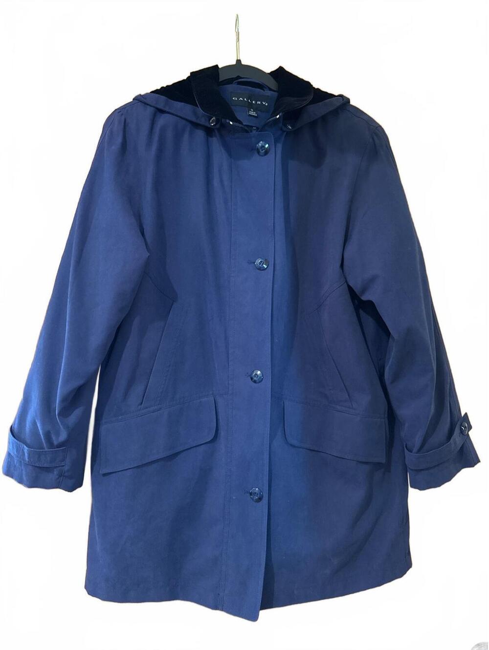 Gallery 8 Navy Blue Hooded Coat Small